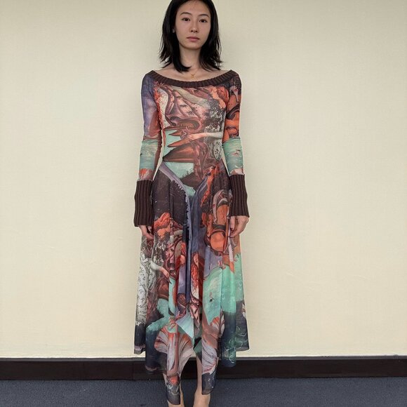 Jean Paul Gaultier birth of Venus mesh long sleeve dress - Picture 4 of 14